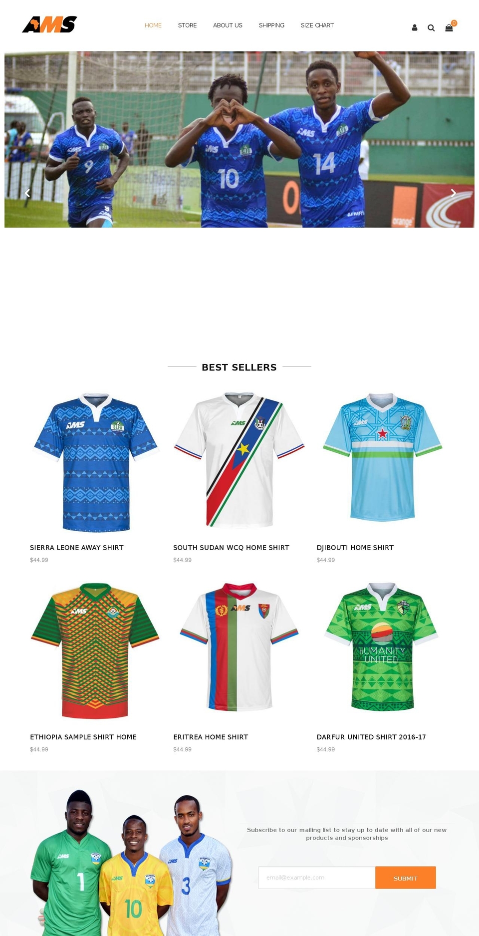 ams-clothing.com shopify website screenshot