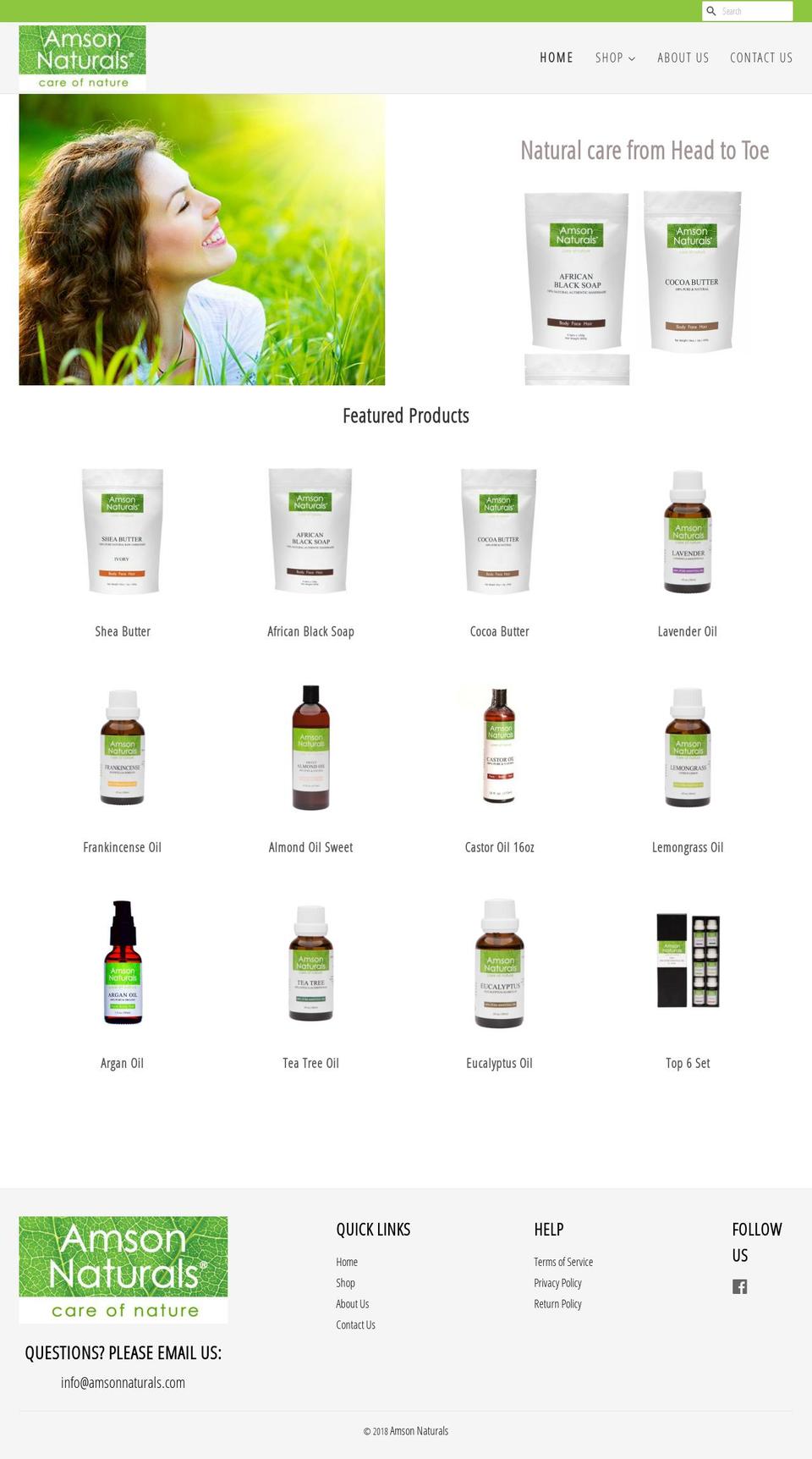 amsonnaturals.com shopify website screenshot