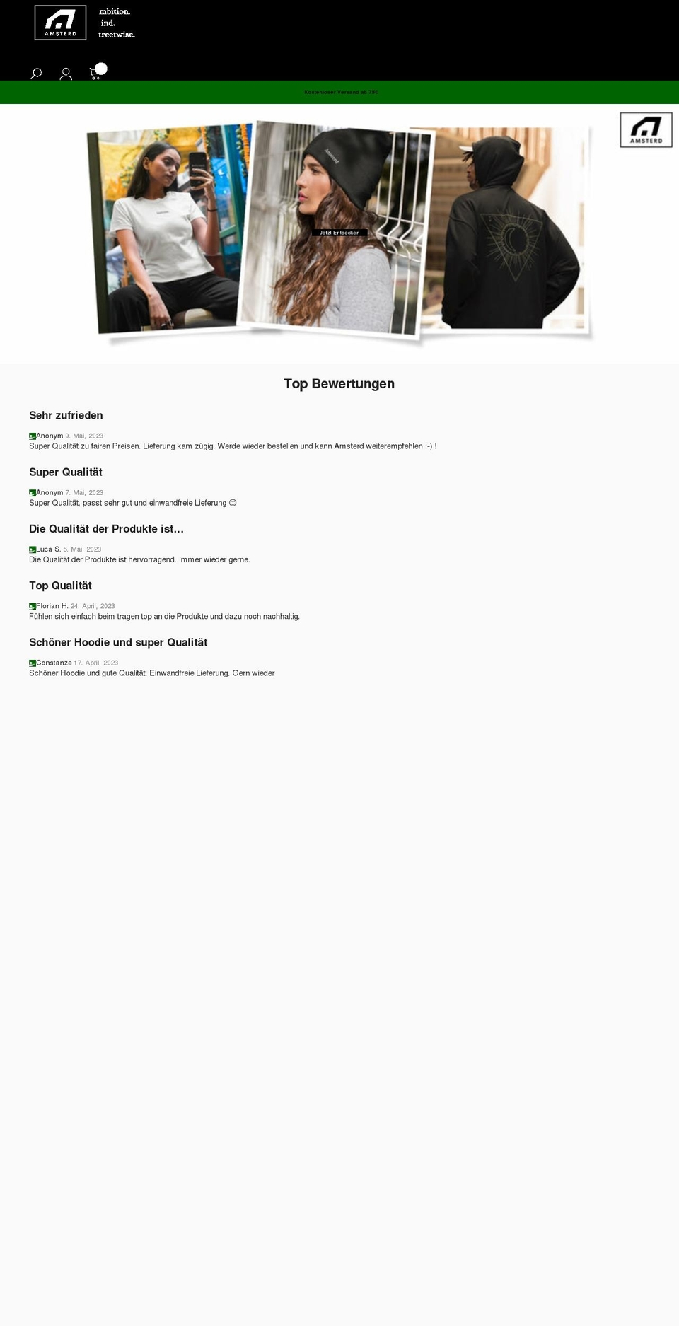 amsterd.de shopify website screenshot