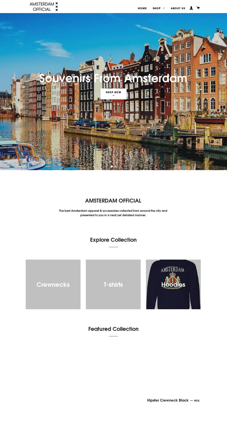 amsterdamofficial.com shopify website screenshot