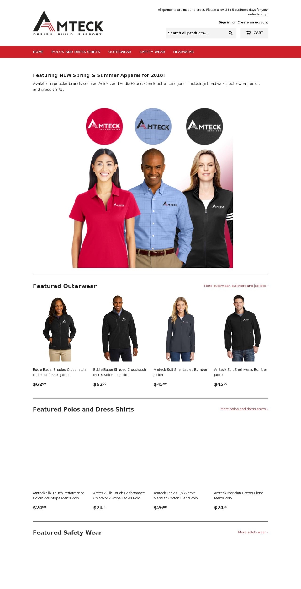 amteckcorporateapparel.com — Shopify storefront screenshot