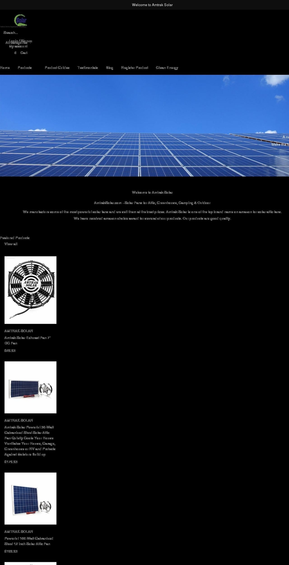 amtraksolar.com shopify website screenshot