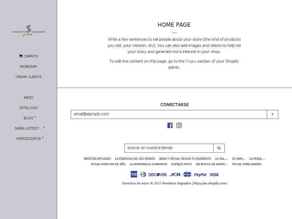 amuletossagrados.com shopify website screenshot