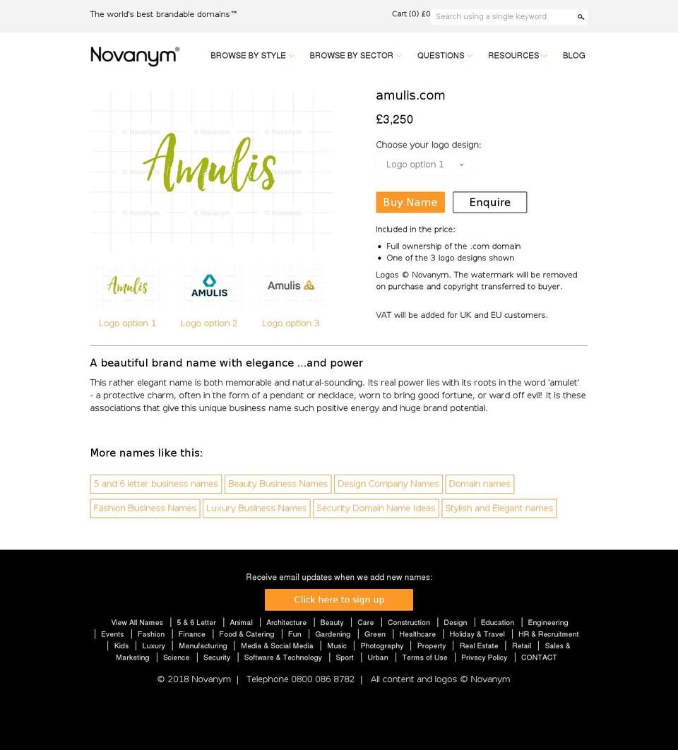 amulis.com — Shopify storefront screenshot