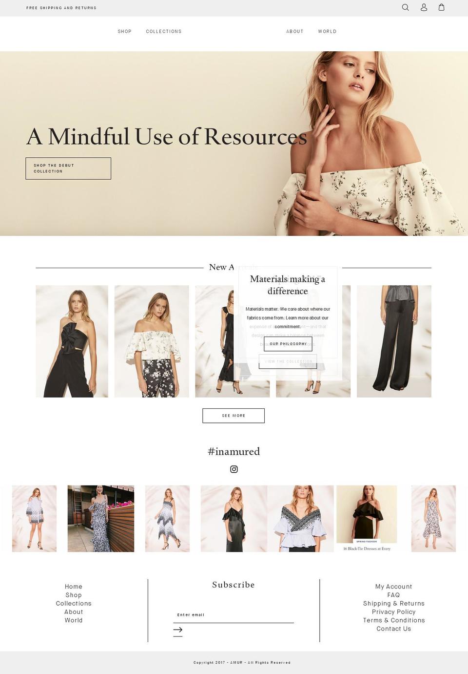 amur.com shopify website screenshot