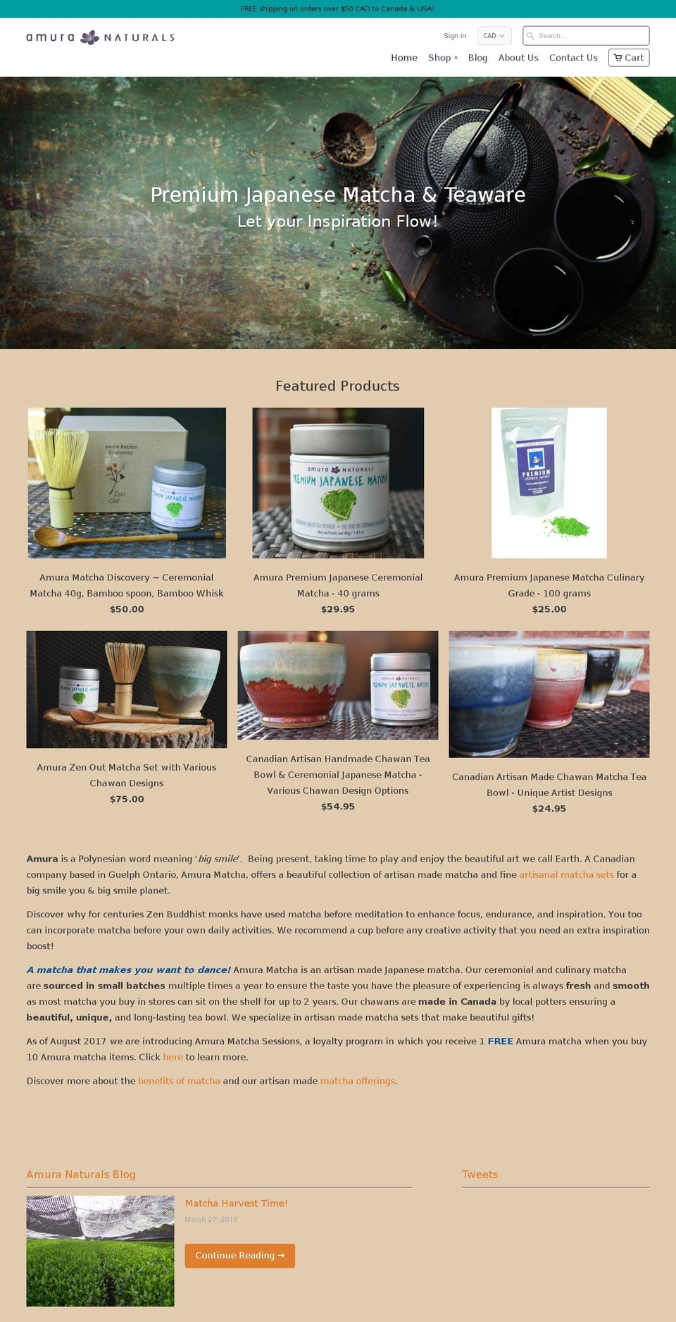 amuranaturals.com — Shopify storefront screenshot