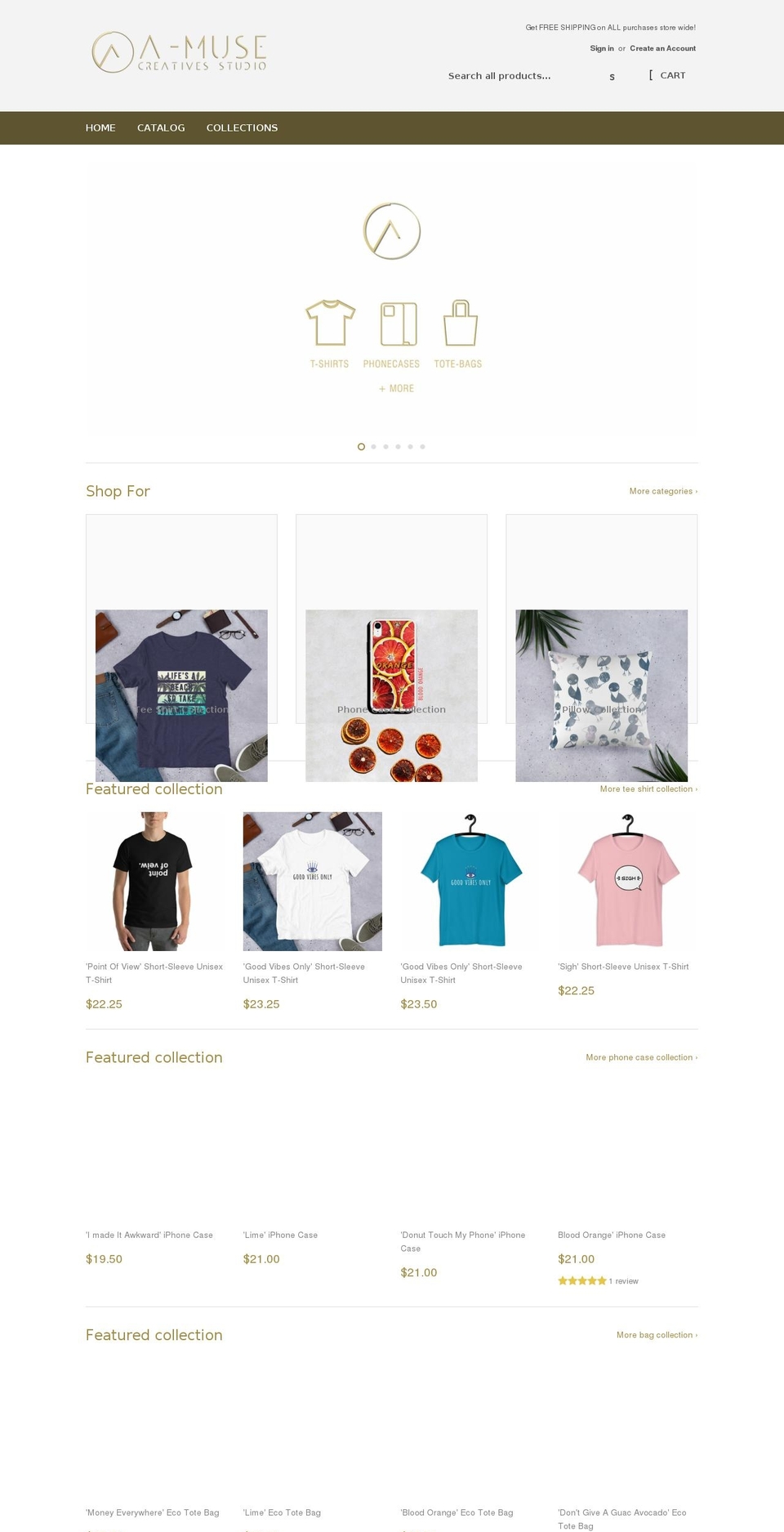 amusecreatives.com shopify website screenshot