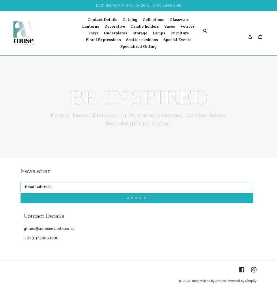 amuseevents.co.za shopify website screenshot