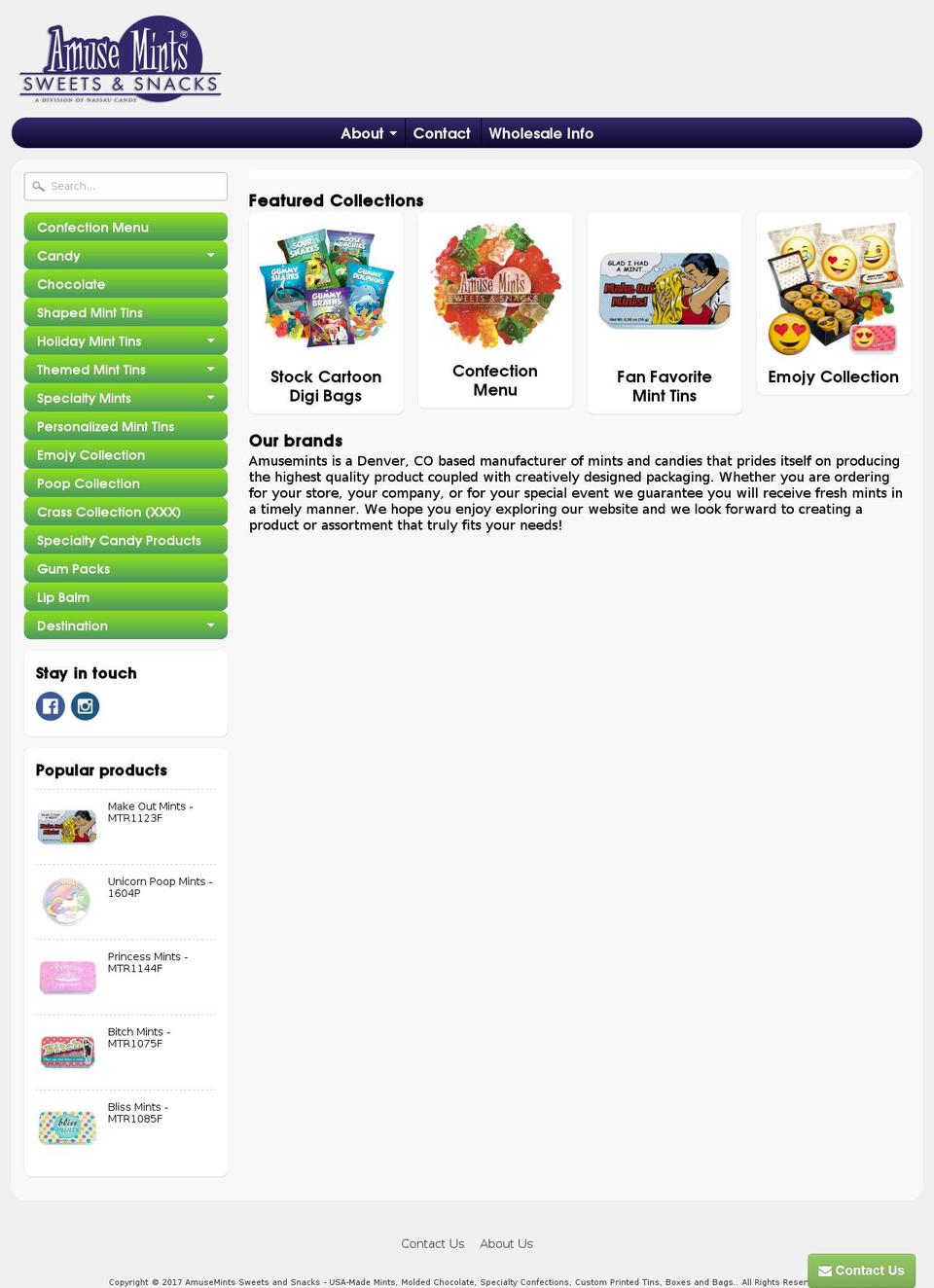 amusemints.com shopify website screenshot