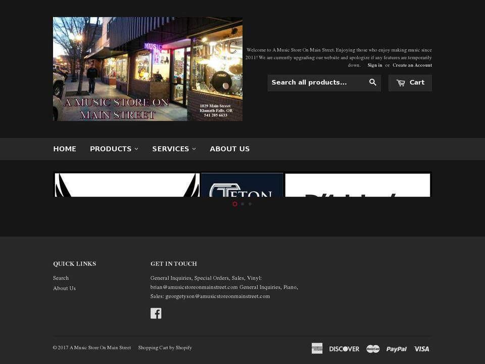 amusicstoreonmainstreet.com shopify website screenshot
