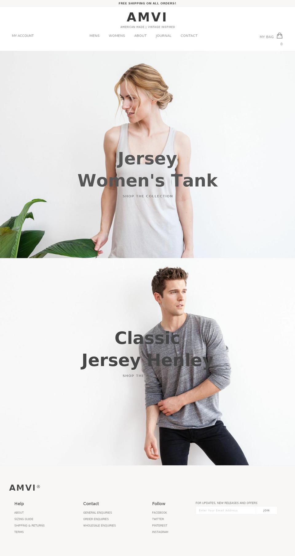 amvicollection.com shopify website screenshot