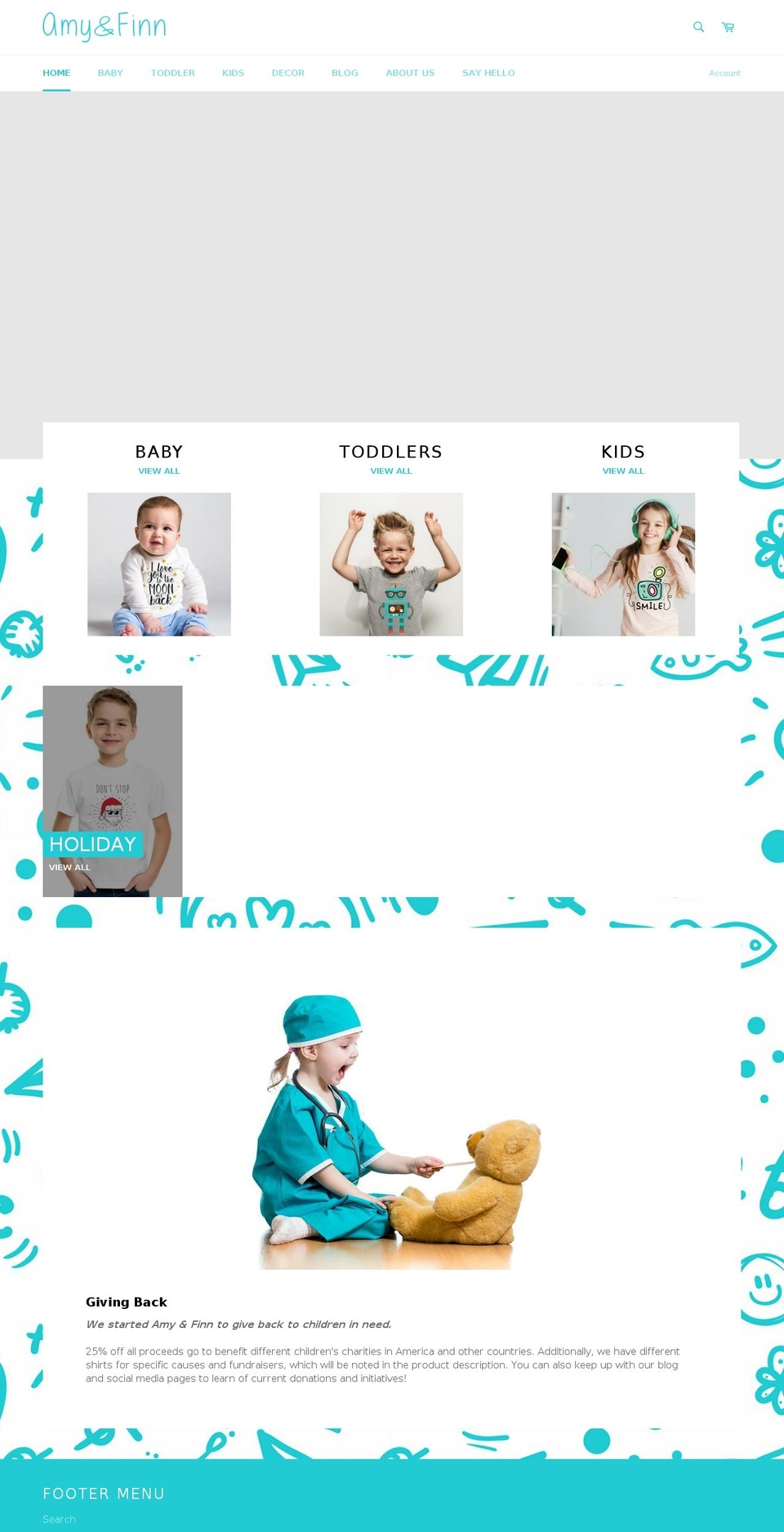 amyandfinn.com — Shopify storefront screenshot