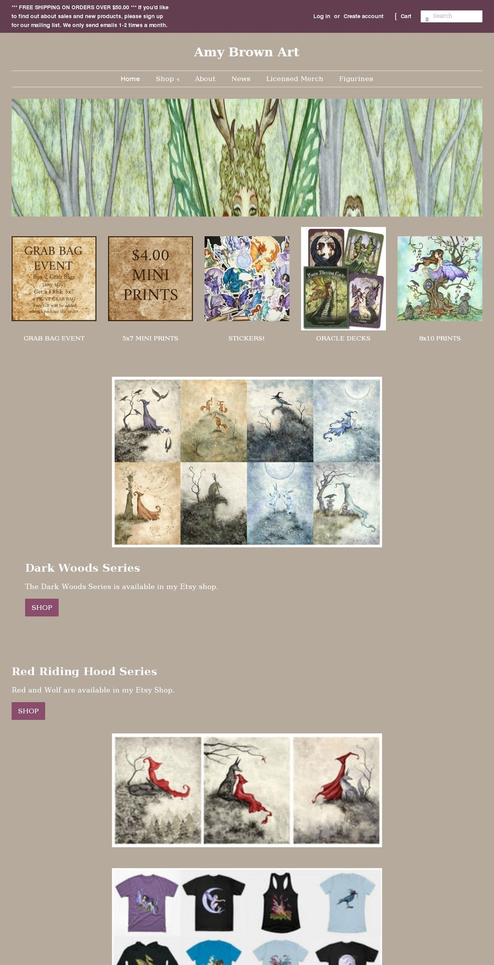 amybrownart.com shopify website screenshot