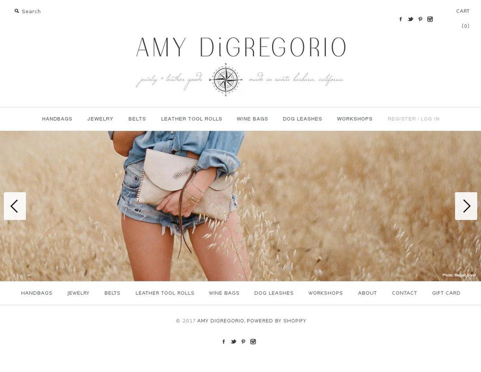 amydigregorio.com shopify website screenshot
