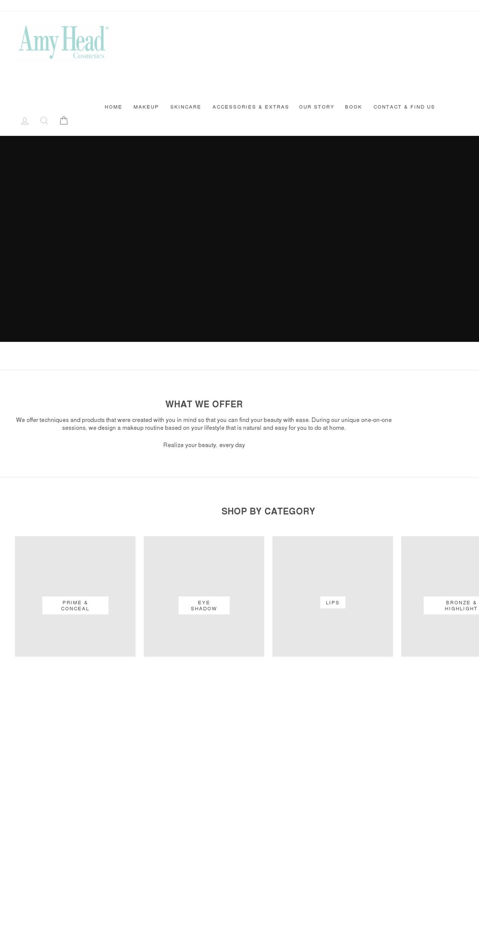 amyhead.com shopify website screenshot
