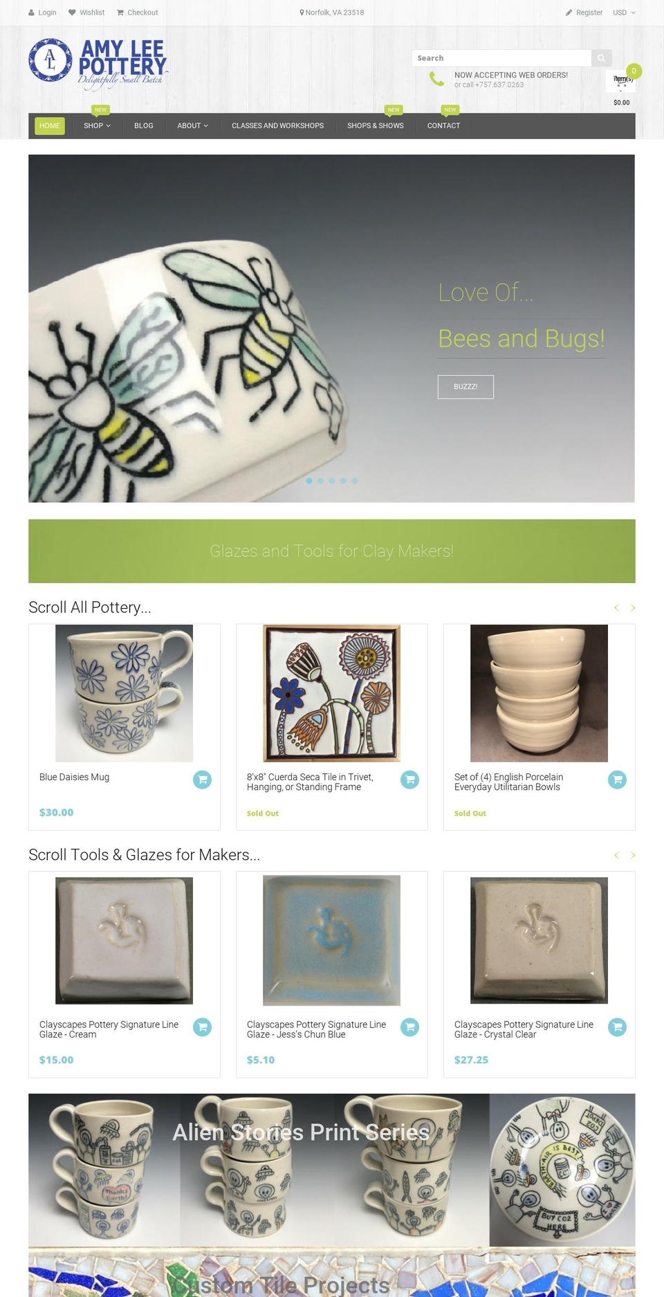 handy-2-0 Shopify theme site example amyleepottery.com