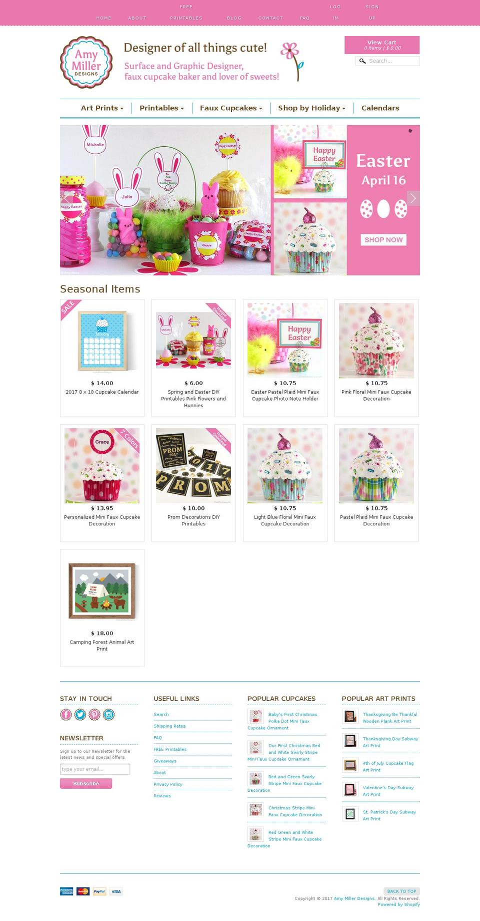 amymillerdesigns.com shopify website screenshot
