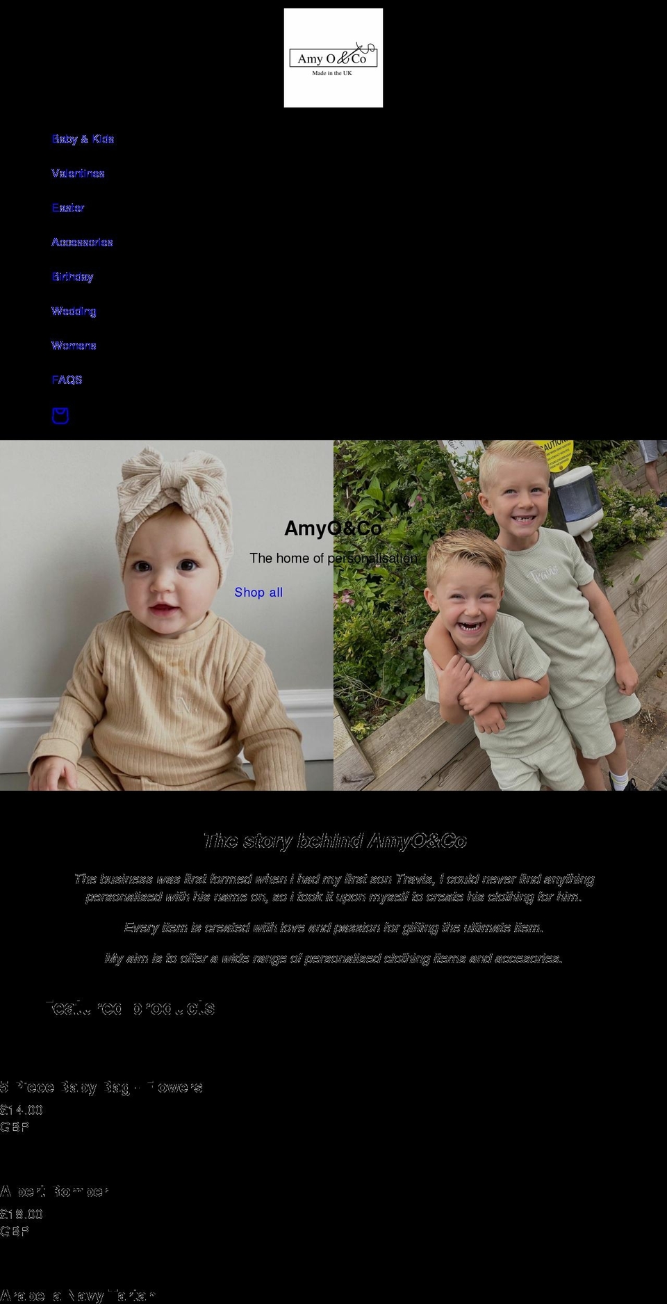 amyoandco.com shopify website screenshot