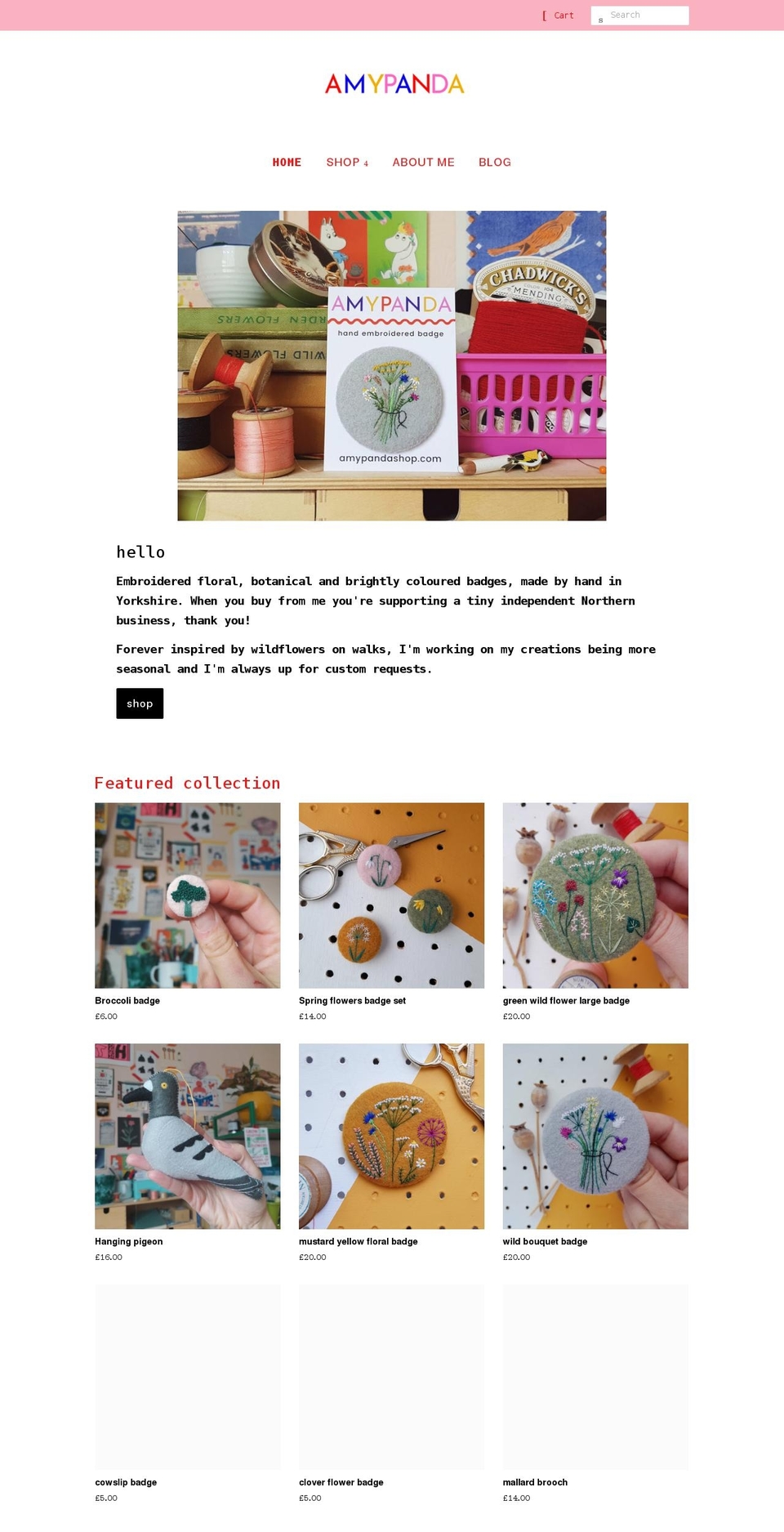 amypandashop.com shopify website screenshot