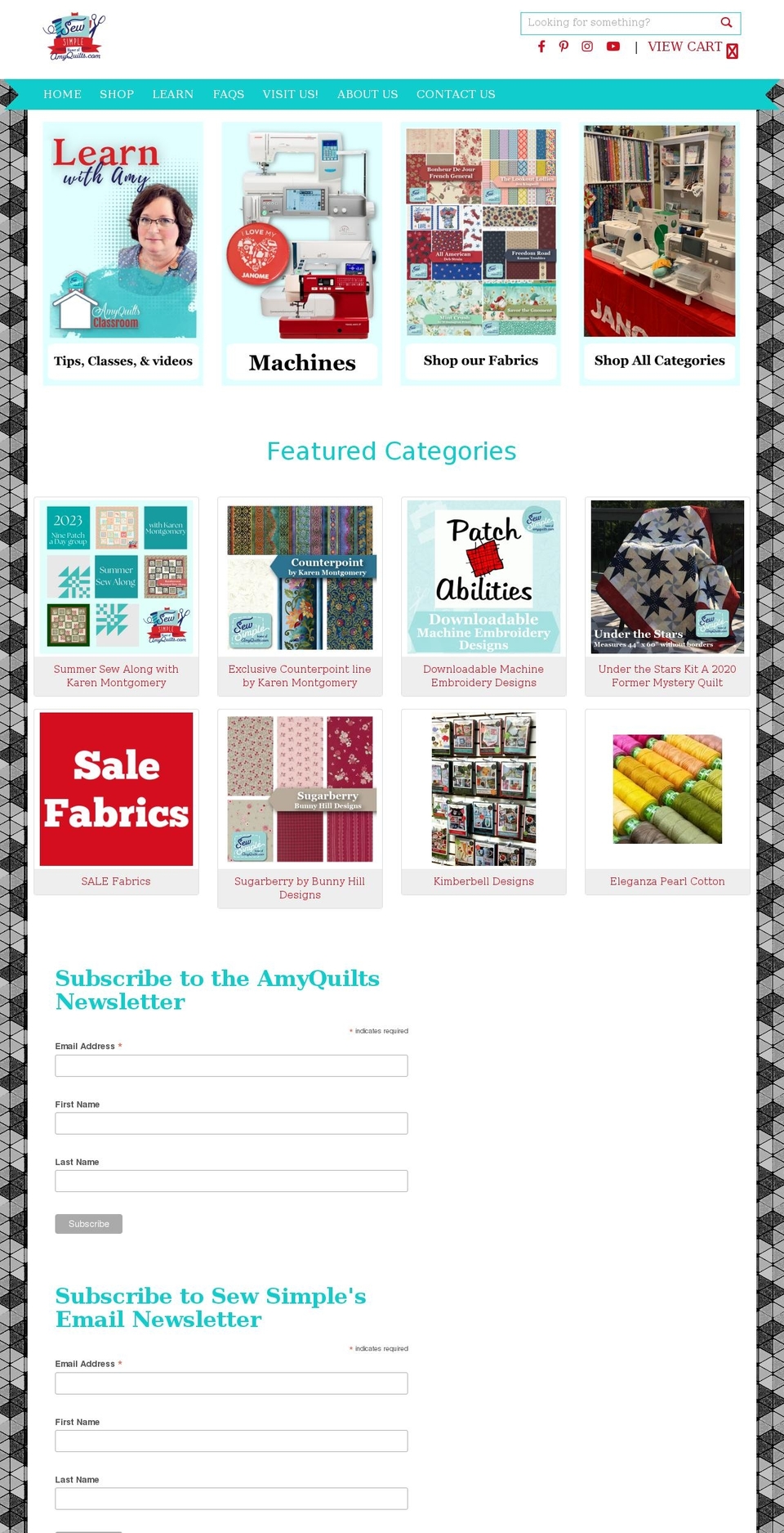 amyquilts.com — Shopify storefront screenshot