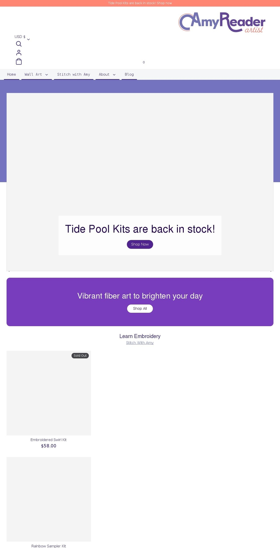 amyreaderartist.com shopify website screenshot