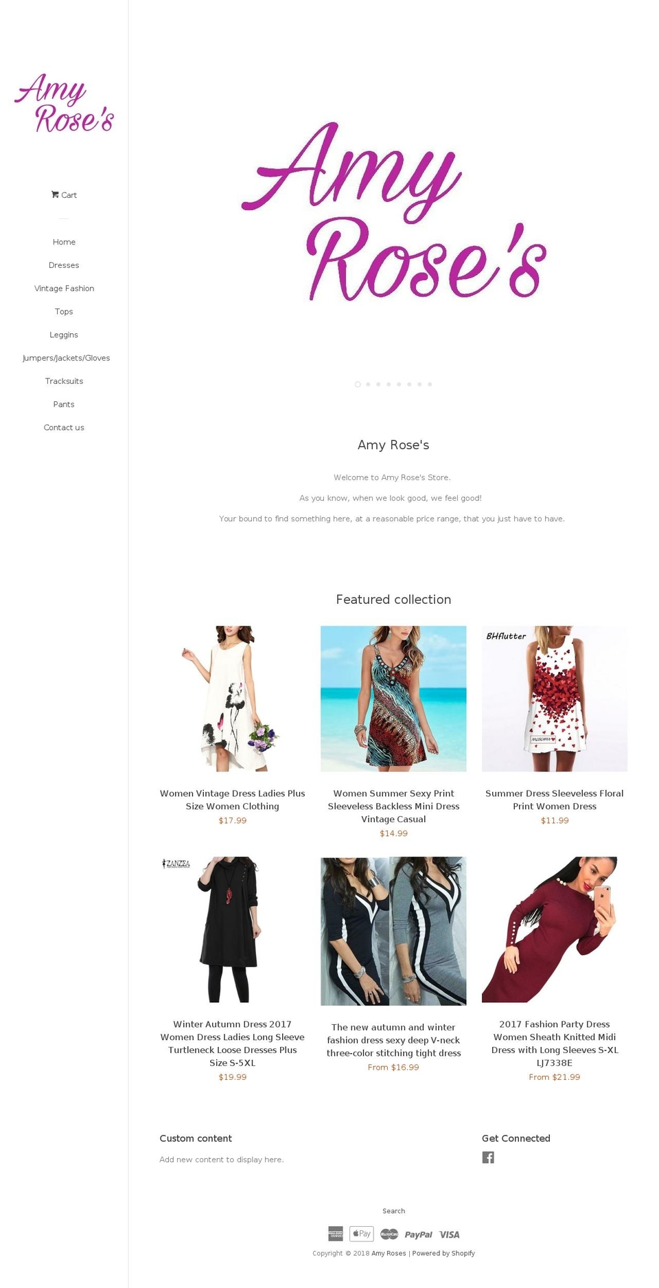 amyroses.com — Shopify storefront screenshot