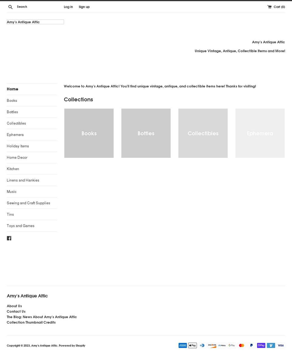 amysantiqueattic.com shopify website screenshot