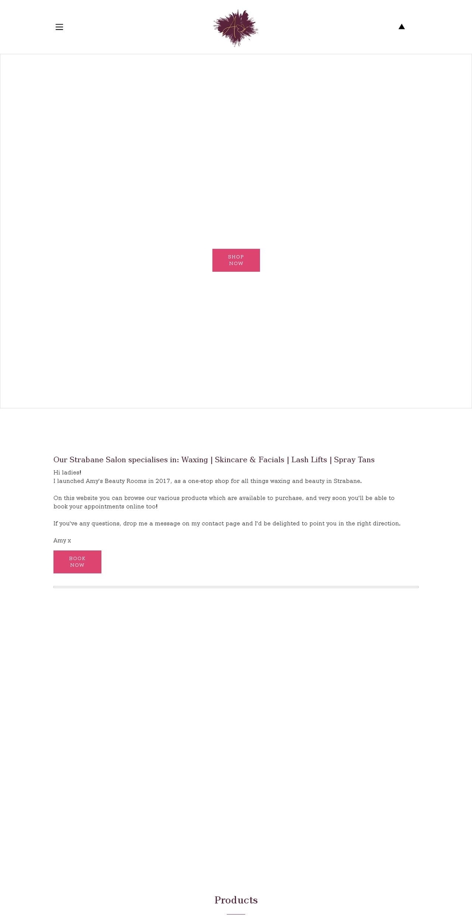 amysbeautyrooms.com shopify website screenshot
