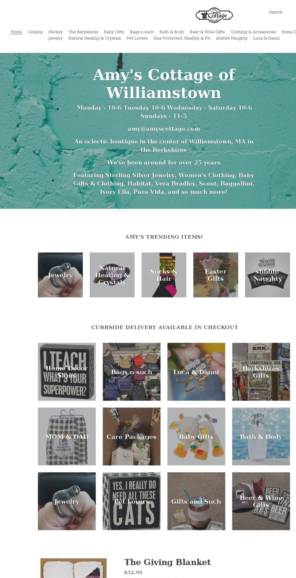 amyscottage.com shopify website screenshot