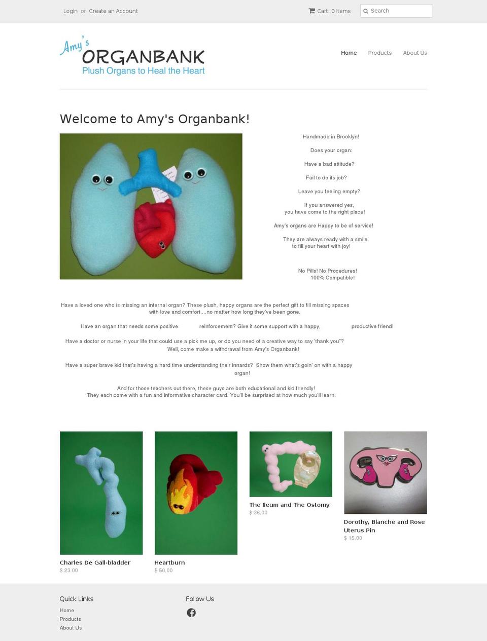 amysorganbank.com shopify website screenshot