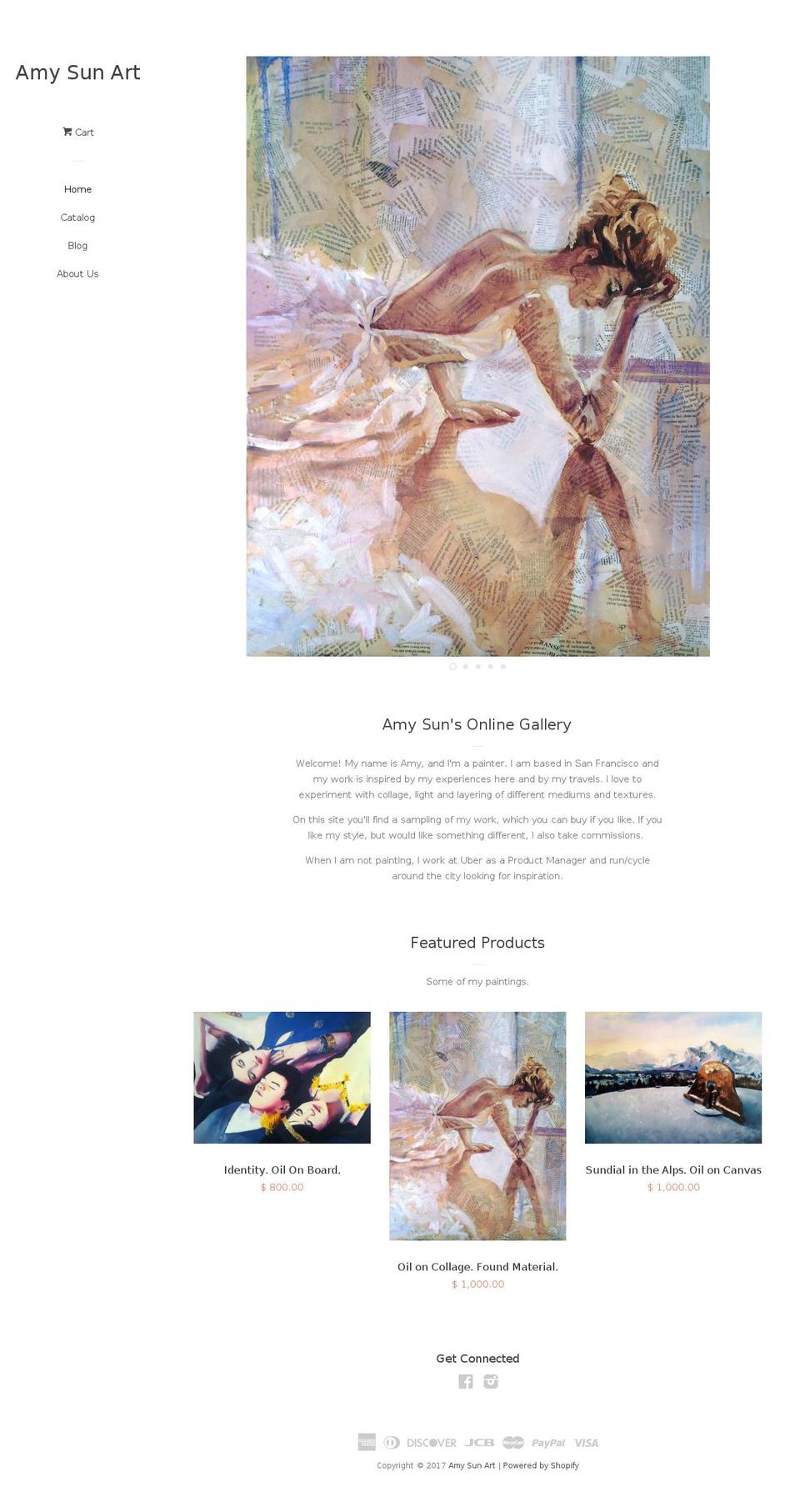 amysunart.com shopify website screenshot