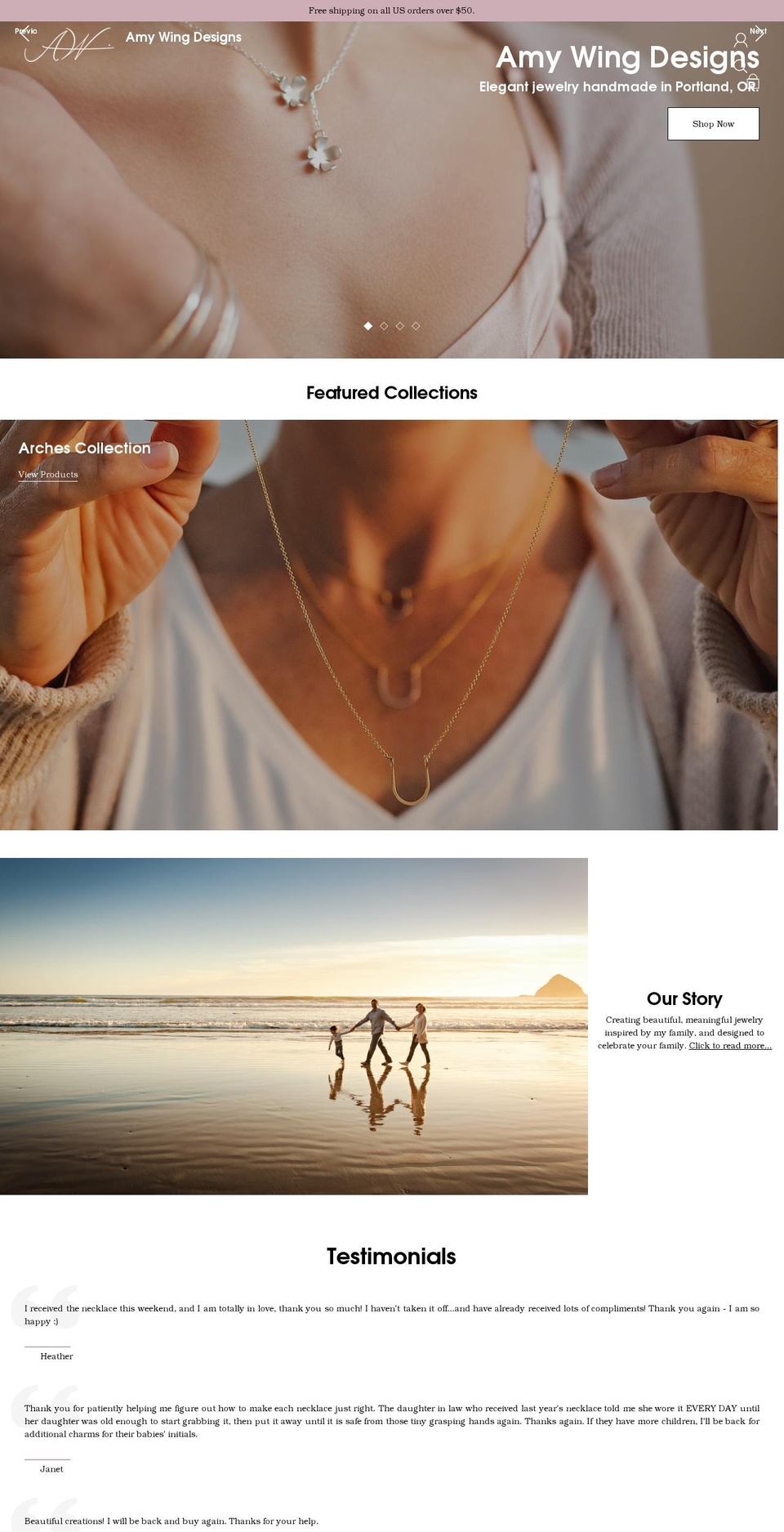 amywing.com shopify website screenshot