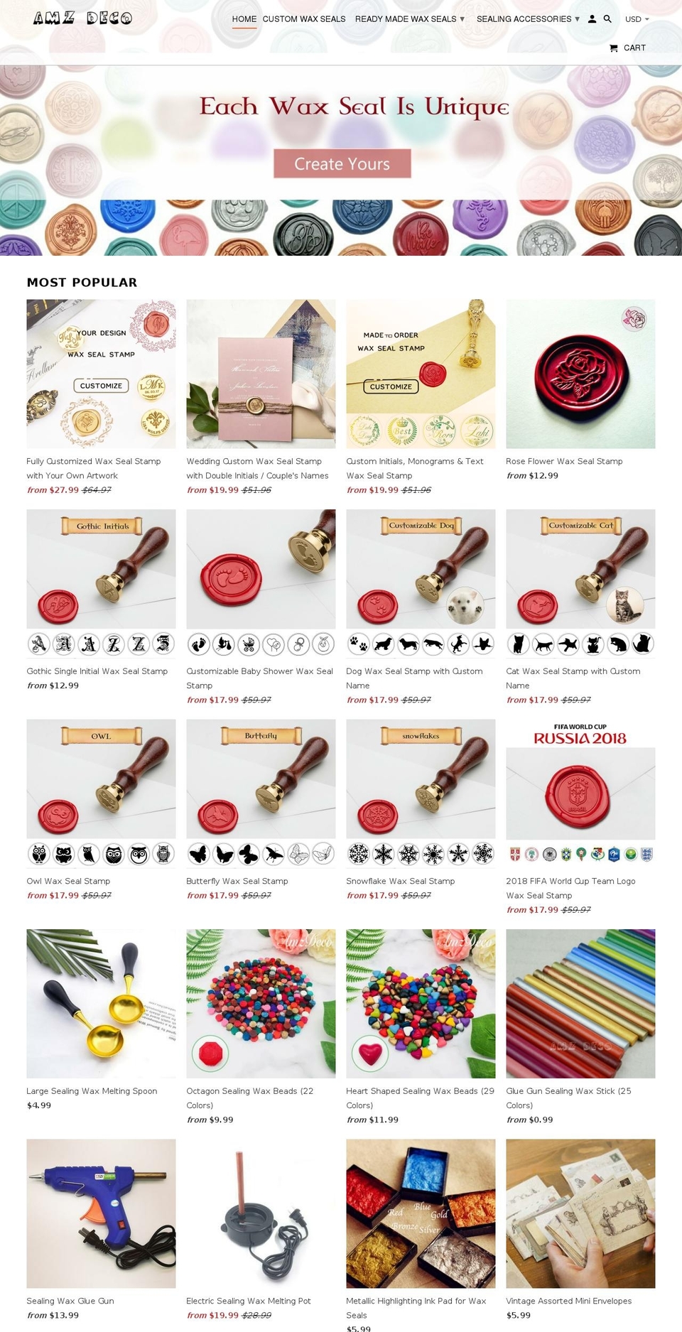 amzdeco.com shopify website screenshot