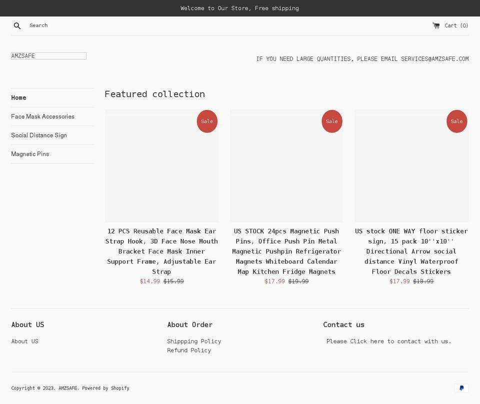 amzsafe.com shopify website screenshot
