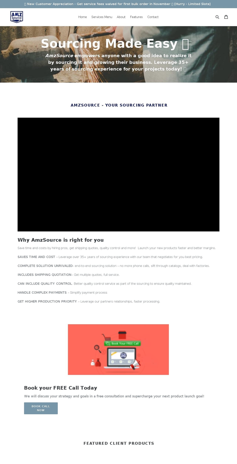 amzsource.com shopify website screenshot