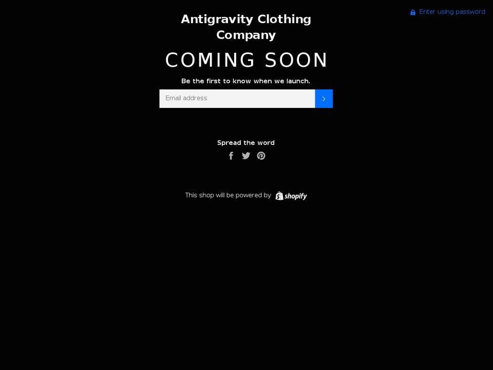 an7igravity.com — Shopify storefront screenshot