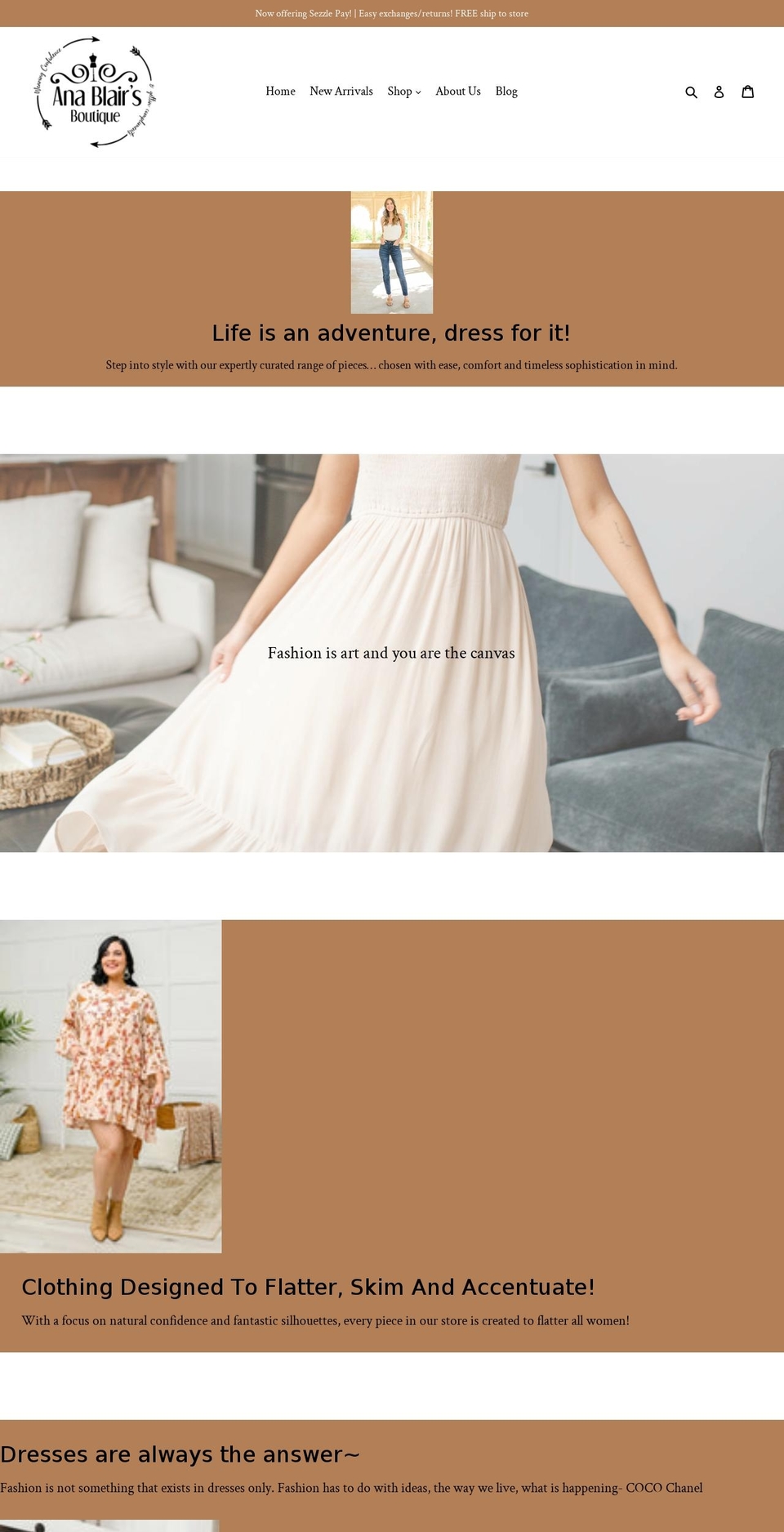 anablairsboutique.com — Shopify storefront screenshot