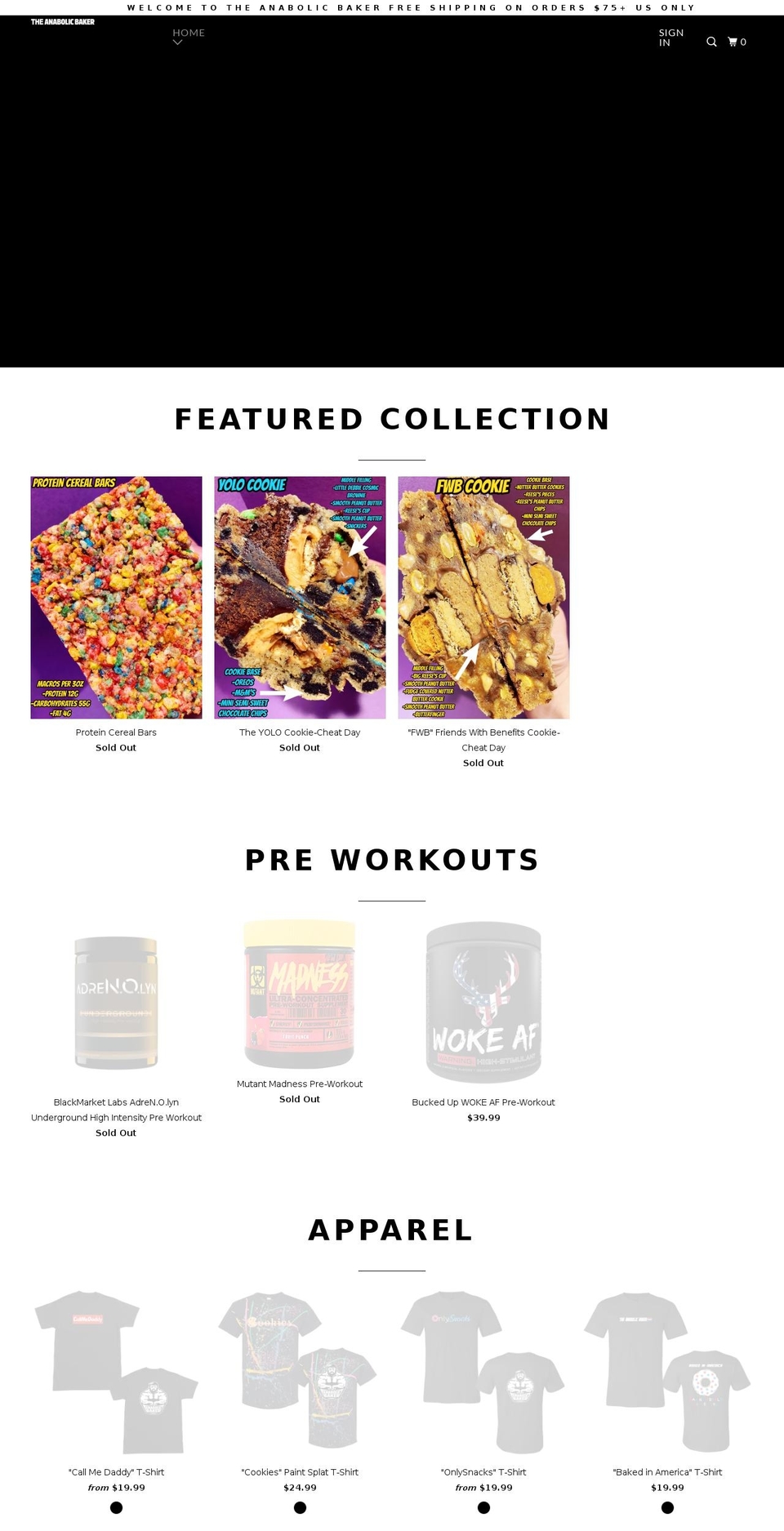 anabolicbaker.com — Shopify storefront screenshot