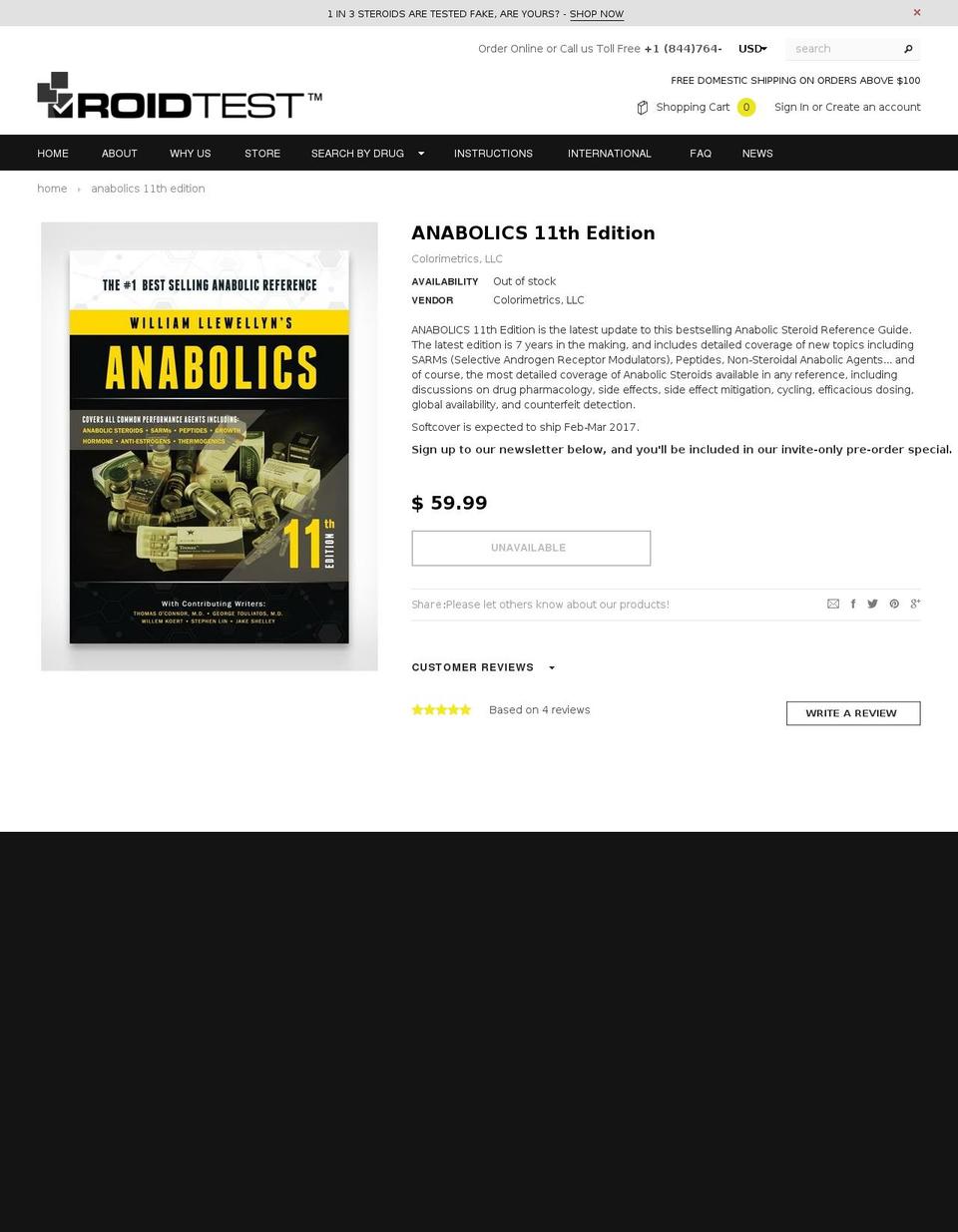 anabolicsbook.com shopify website screenshot