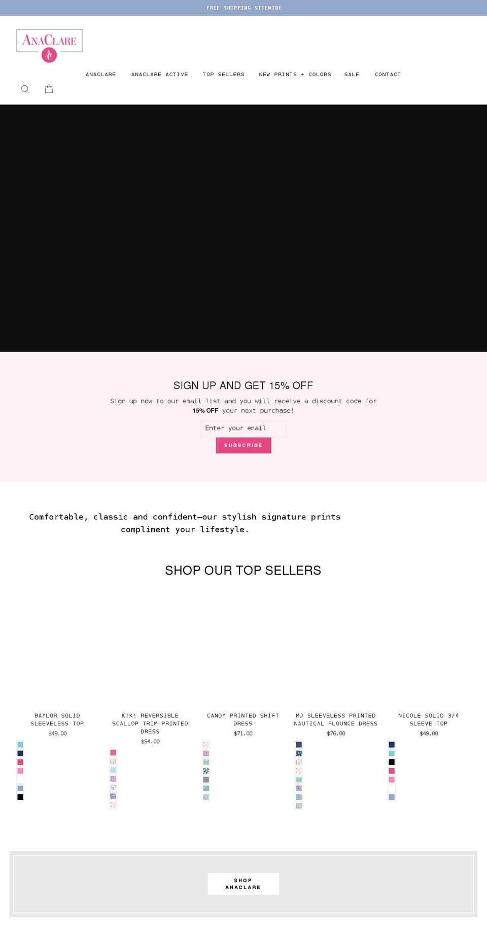 anaclare.com shopify website screenshot