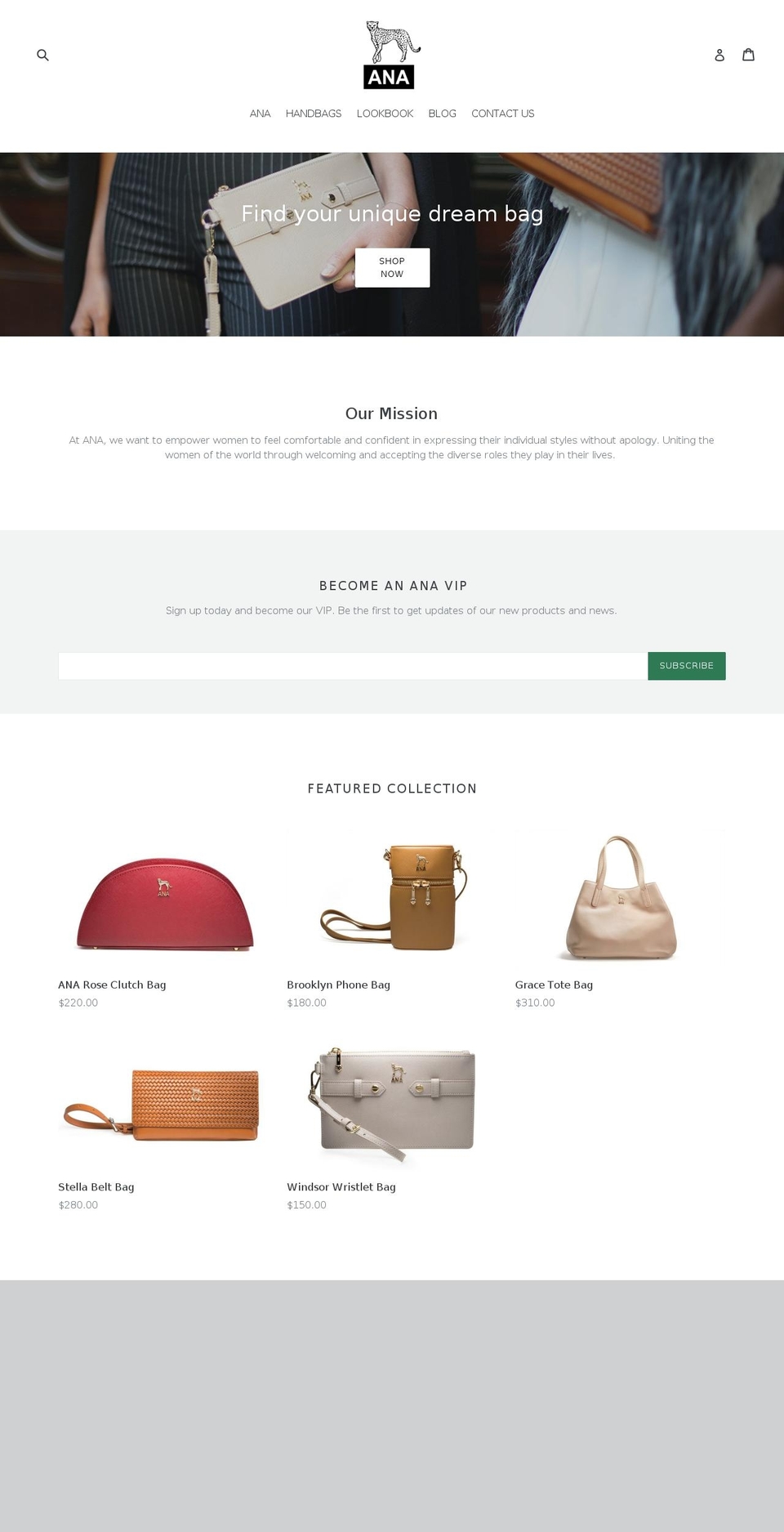anaexclusive.com — Shopify storefront screenshot