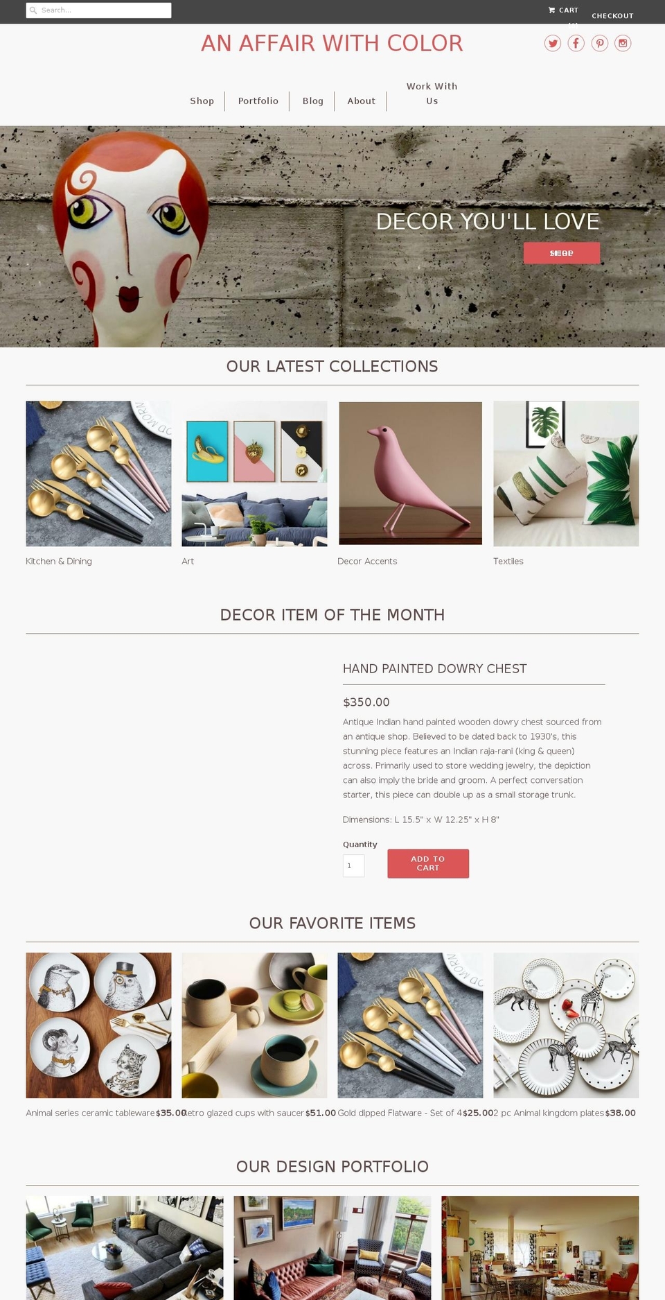 anaffairwithcolor.com shopify website screenshot
