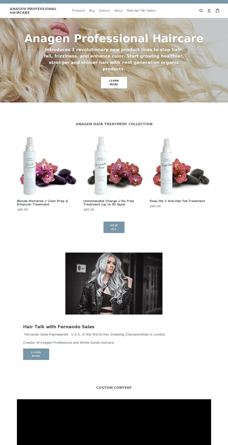 anagenprofessional.com — Shopify storefront screenshot