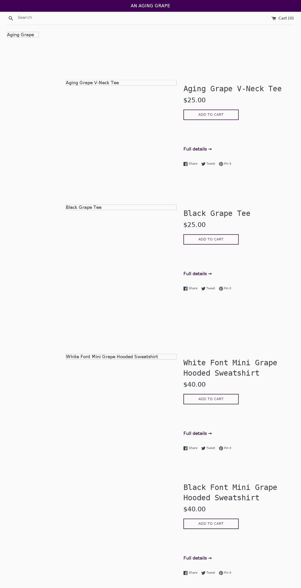 anaginggrape.com shopify website screenshot