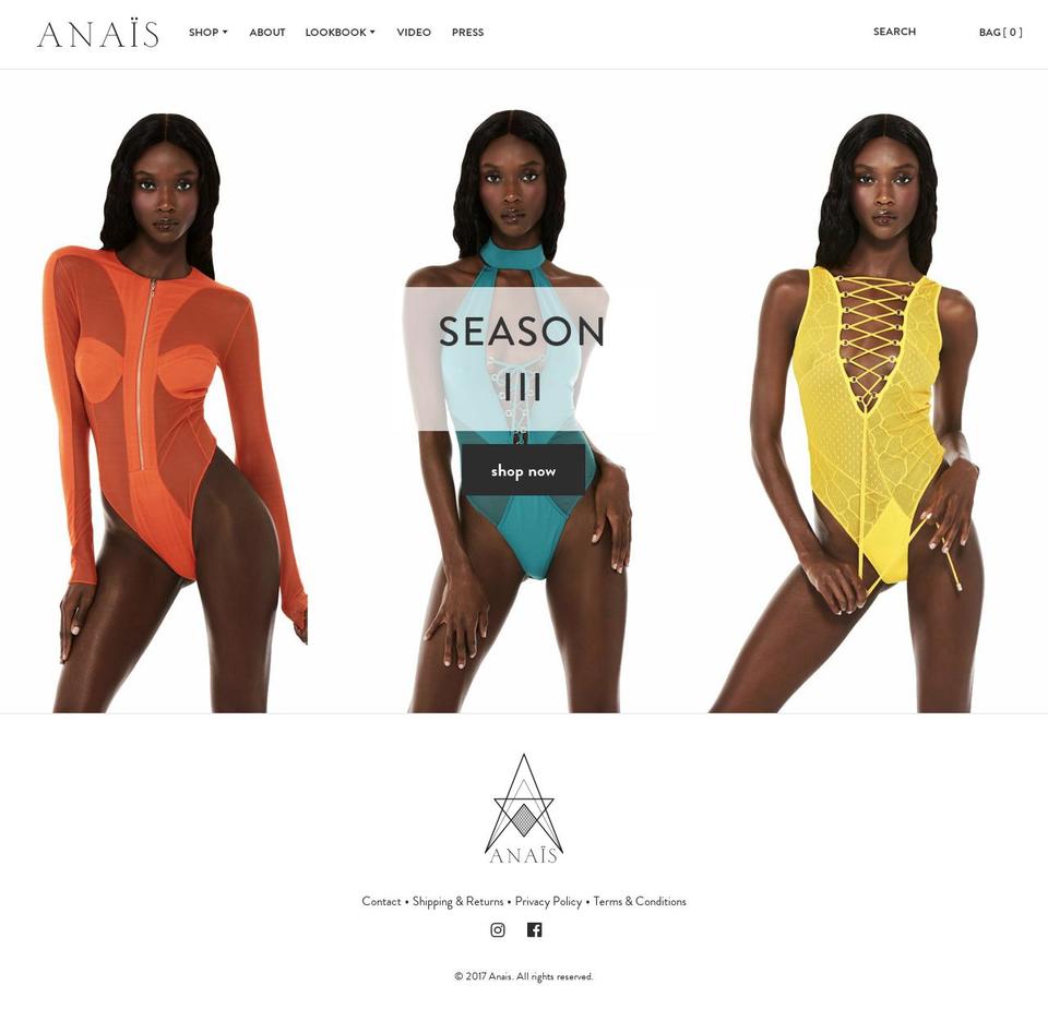 Timber-latest Shopify theme site example anais-bodysuits.com