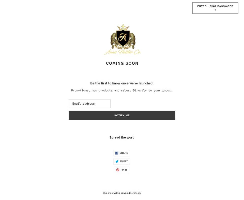 anaisholstercompany.com shopify website screenshot