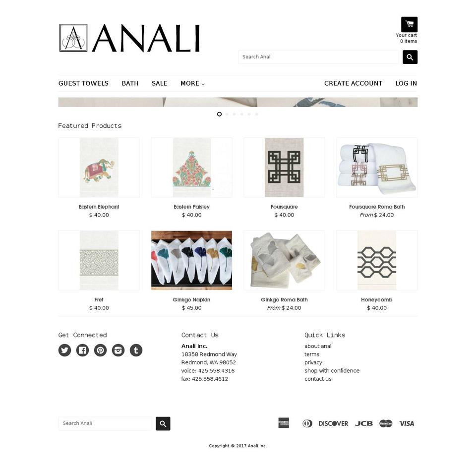 anali.com shopify website screenshot
