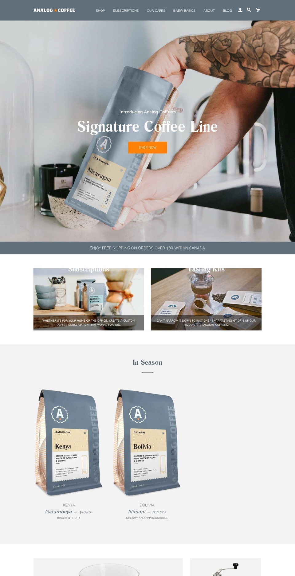 analogcoffee.ca shopify website screenshot