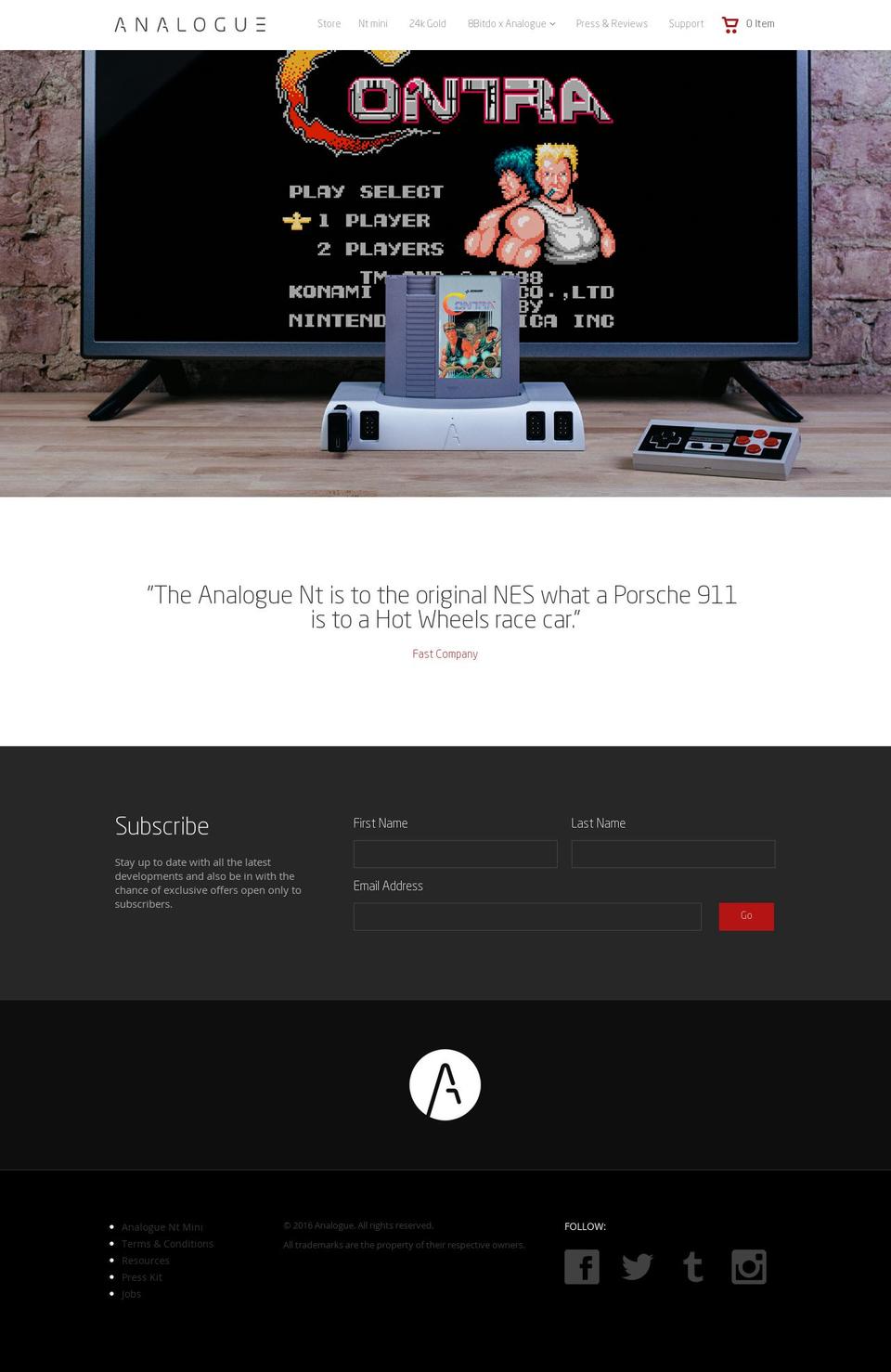 analogueinteractive.com shopify website screenshot