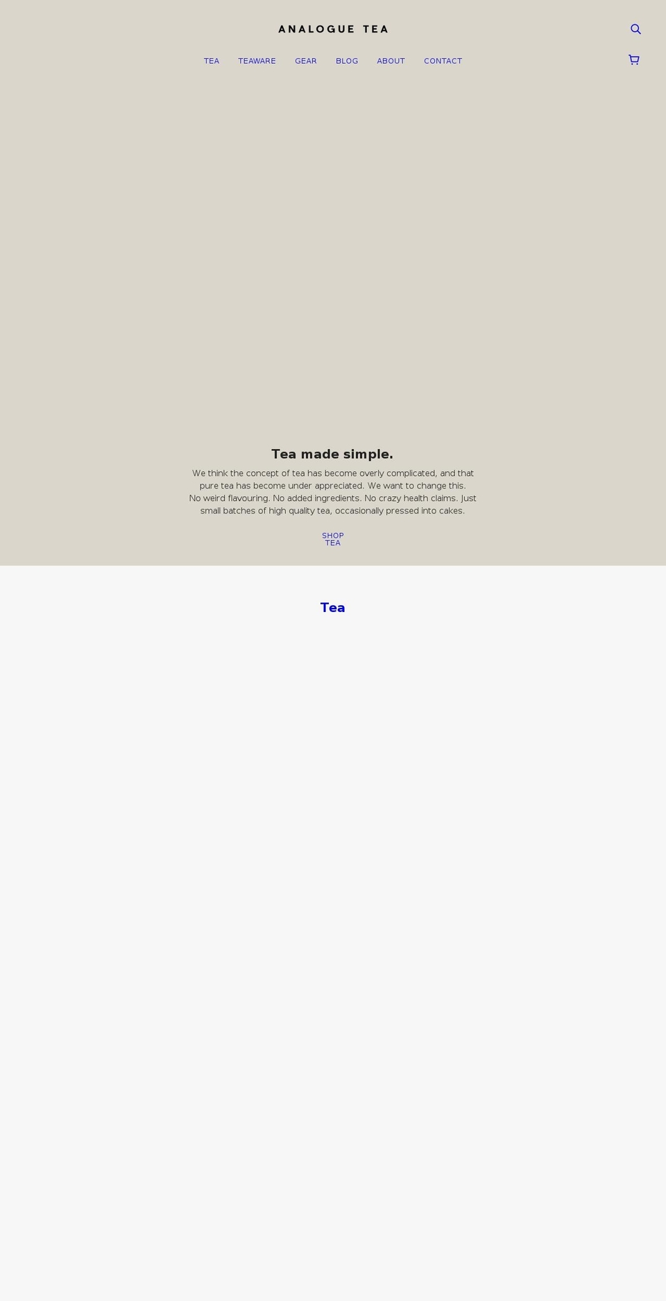 analoguetea.com shopify website screenshot